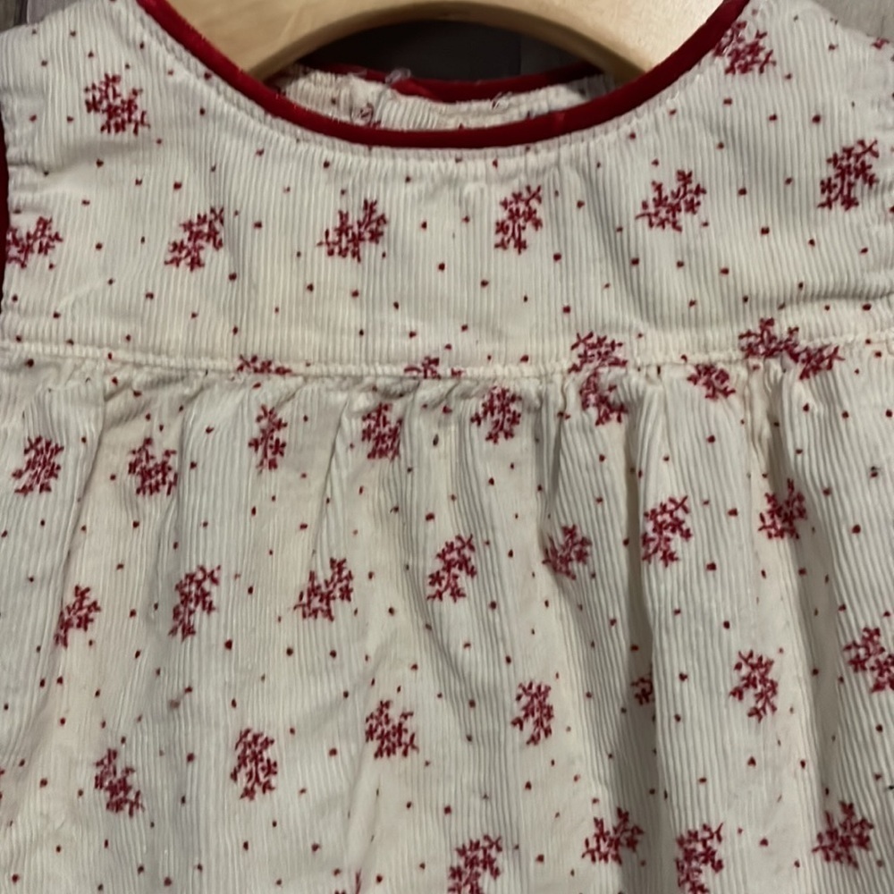 Ralph Lauren Cream & Red Corduroy Holiday Dress - Picture 2 of 5